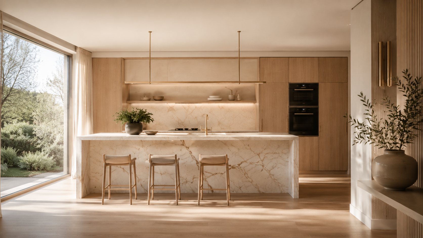 Reforma de cocina con isla de mármol en Pozuelo de Alarcón